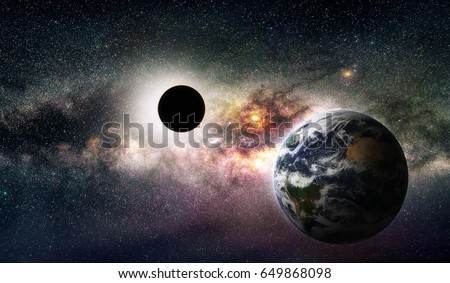 Milky Way World and Black hole Elements of this image furnished by NASA