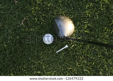 Golf Ball, Tee, and Driver Club