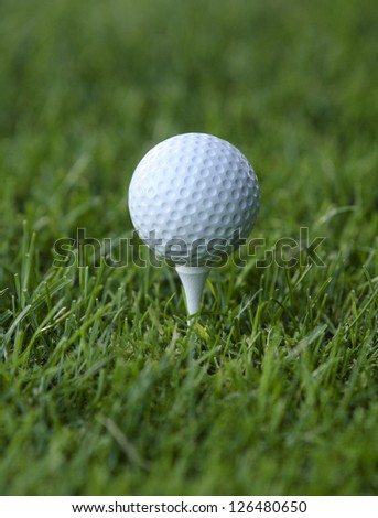 Golf Ball teed up on grass