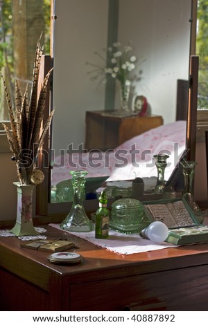 Dressing table decorated in a 1950\'s style