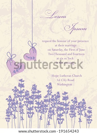 Wedding invitation card flyer design packaging design Lavender background product labels Vector illustration Wedding invitation card flyer design packaging design Lavender background product labels Vector illustration
