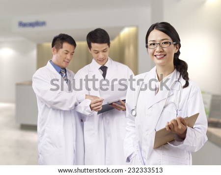 portrait of a young female asian doctor.