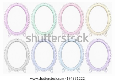 Oval frame many colors on a white background.