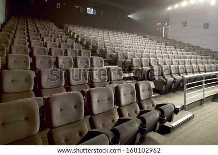 Modern big cinema auditorium interior no people