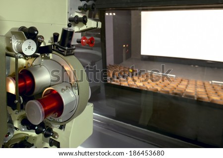 Cinema. Projector cabin and theater screen. Horizontal