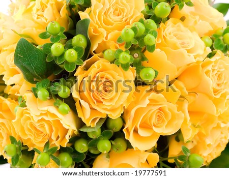 stock photo Detail of a yellow roses wedding bouquet