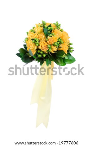 white and yellow rose bouquets. stock photo : a yellow rose bouquet, isolated on white