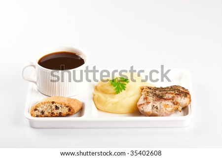 Work lunch tray on white background