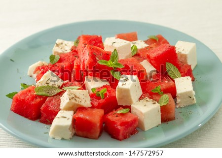 salad with watermelon and feta cheese