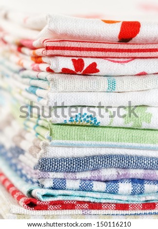 Kitchen towels   Save to a Lightbox ?            Find Similar Images    Share Share ?      Pile of linen kitchen towels