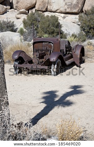 Abandoned auto in Joshua Tree National Park