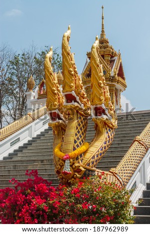 Thai dragon or king of Naga statue with three heads