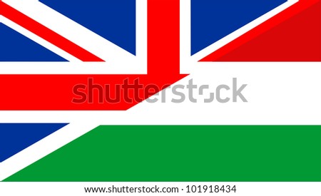 very big size half united kingdom half hungary flag