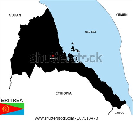 very big size eritrea country black map