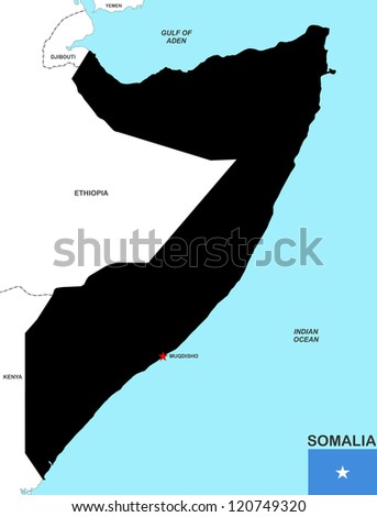 very big size somalia black map with flag