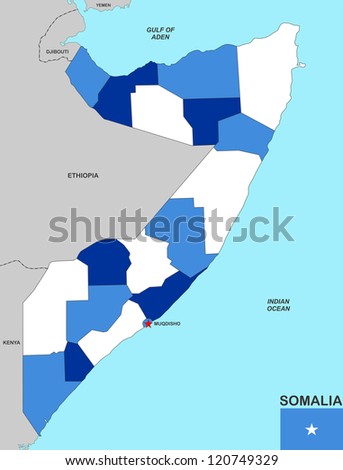 very big size somalia political map with flag