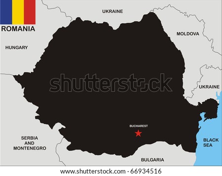 stock photo : political map of Romania country with flag and regions