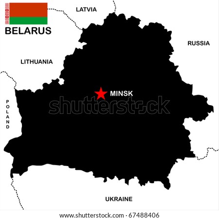 stock photo : political map of Belarus country with flag