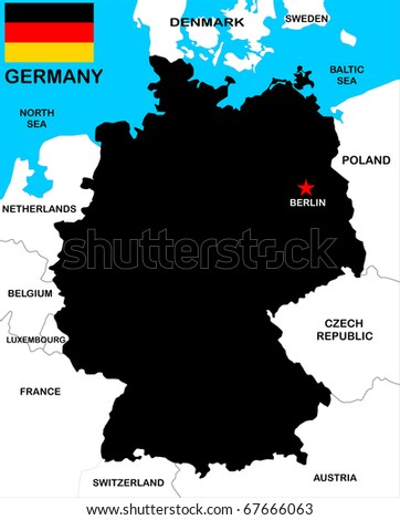 black map of Germany with neighbors