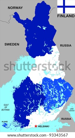 very big size finland political map illustration