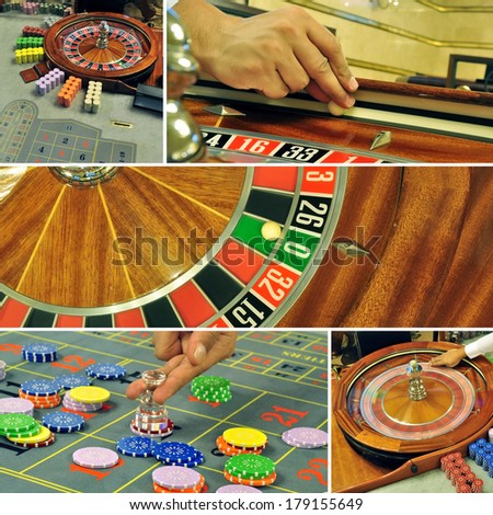 image with a casino roulette table game colage