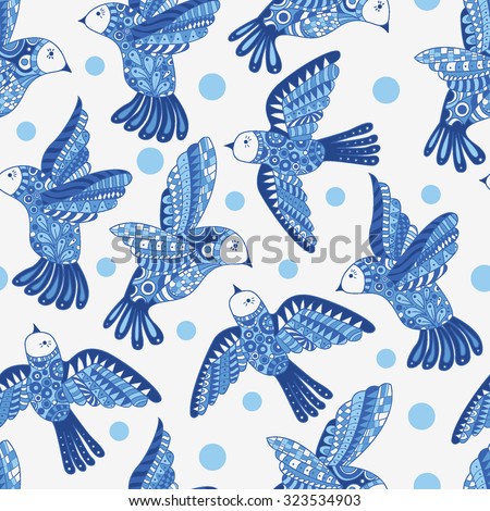 Seamless pattern with birds. Colorful texture.