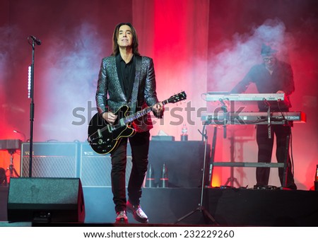 RUSSIA - OCT 30: Per Gessle of  Swedish pop rock band Roxette during performance in Khabarovsk, Russia on October 30,2014