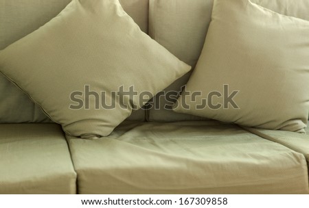 A part of sofa set and pillow.