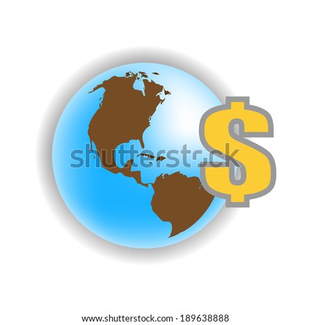 Planet Earth with dollar sign shaped. vector eps10