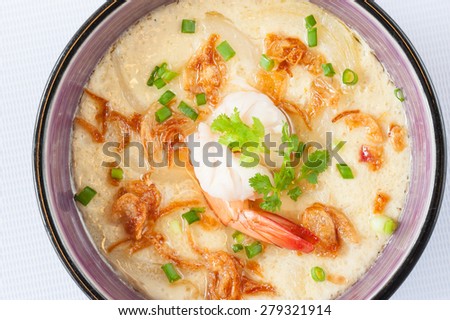 Steamed egg with Shrimp Isolated on White Background
