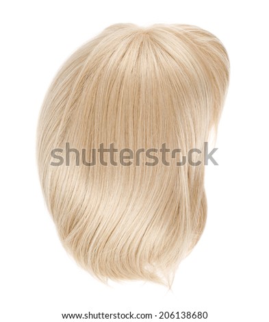 Straight hair wig isolated over the white background