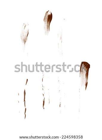 Smeared with the fingers oil paint stains isolated over the white background Smeared with the fingers oil paint stains isolated over the white background