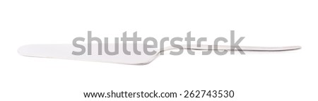 Steel metal cake server tool isolated over the white background