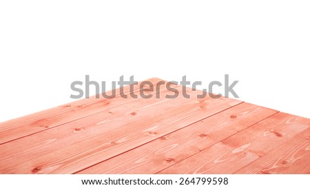 Red paint coated wooden pine boards as a copyspace background composition isolated over the white background