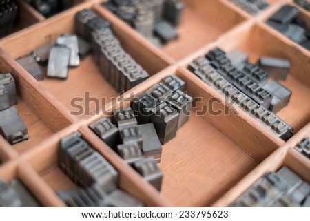 A wooden box containing type script letters - Typography