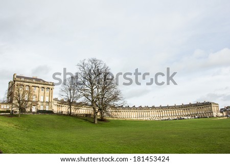 The Royal Crescent Seen from Victoria Park in Bath England