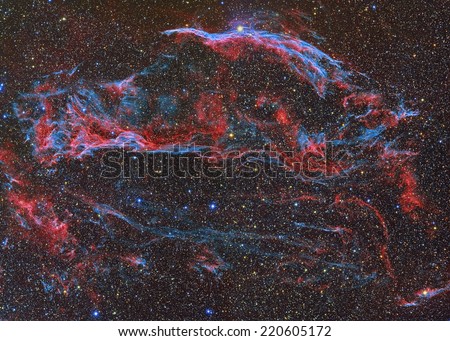 Veil Nebula Western Part imaged with a telescope and a scientific CCD camera