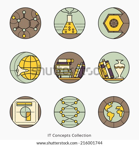 Collection of vector icons representing different information technology concepts such as data visualization strategy growth research branding communication Logo templates Collection of vector icons representing different information technology concepts such as data visualization strategy growth research branding communication Logo templates