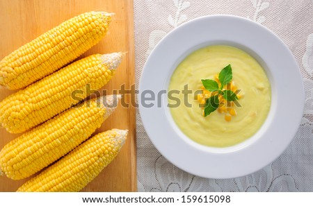close up of corn soup