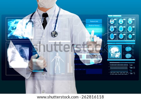 doctor working on healthcare transparency screen