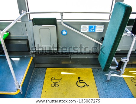 Place for disabled people and babies in a bus
