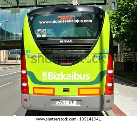 BILBAO, SPAIN - APRIL 13: An urban bus in the city of Bilbao. There are forty six urban lines. April 13, 2013 in Bilbao, Basque Country, Spain
