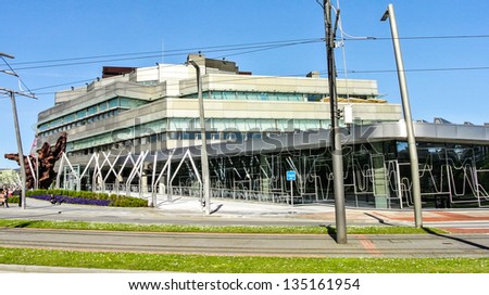BILBAO, SPAIN - APRIL 13: View of the Euskalduna Palace. It was designed by architect Soriano and it was inaugurated in 1999. April 13, 2013 in Bilbao, Basque Country, Spain