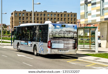 VITORIA-GASTEIZ, SPAIN - APRIL 17: An urban bus in the city of Vitoria. There are nine urban lines with a frequency of ten minutes. April 17, 2013 in Vitoria Gasteiz, Basque Country, Spain