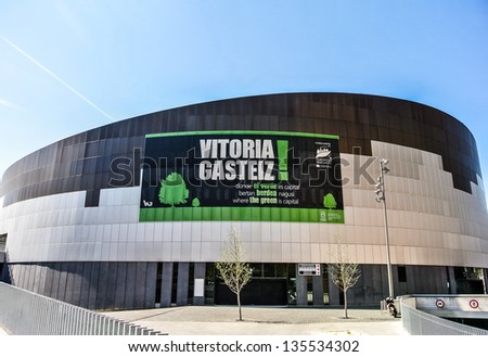 VITORIA-GASTEIZ, SPAIN - APRIL 17: The modern Iradier Arena bullring. It was designed by architect Garteiz and it was inaugurated in 2006. April 17, 2013 in Vitoria Gasteiz, Basque Country, Spain