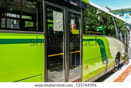 BILBAO, SPAIN - APRIL 13: An urban bus in the city of Bilbao. There are 46 urban lines with a frequency of ten minutes. April 13, 2013 in BIlbao, Basque Country, Spain