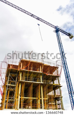 VITORIA-GASTEIZ, SPAIN - APRIL 17: Construction of a building. Building construction has declined by 80% due to the financial crisis in Sapin. April 17, 2013 in Vitoria-Gasteiz, Basque Country, Spain