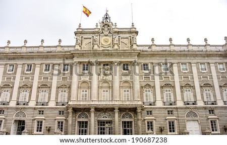 MADRID, SPAIN - APRIL 27: The Royal Palace of Madrid is the official residence of the Spanish Royal Family but is only used for state ceremonies. April 27, 2014 in Madrid, Spain