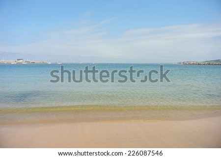 HONDARRIBIA, SPAIN - September 5: The Hondarribia beach measures 700 feet long and more than 230 wide and the sand clean. It belongs to the Cantabric sea. September 5, 2014 in Hondarribia, Spain