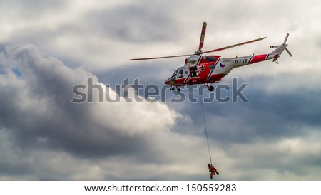 Czech rescue helicopter in action